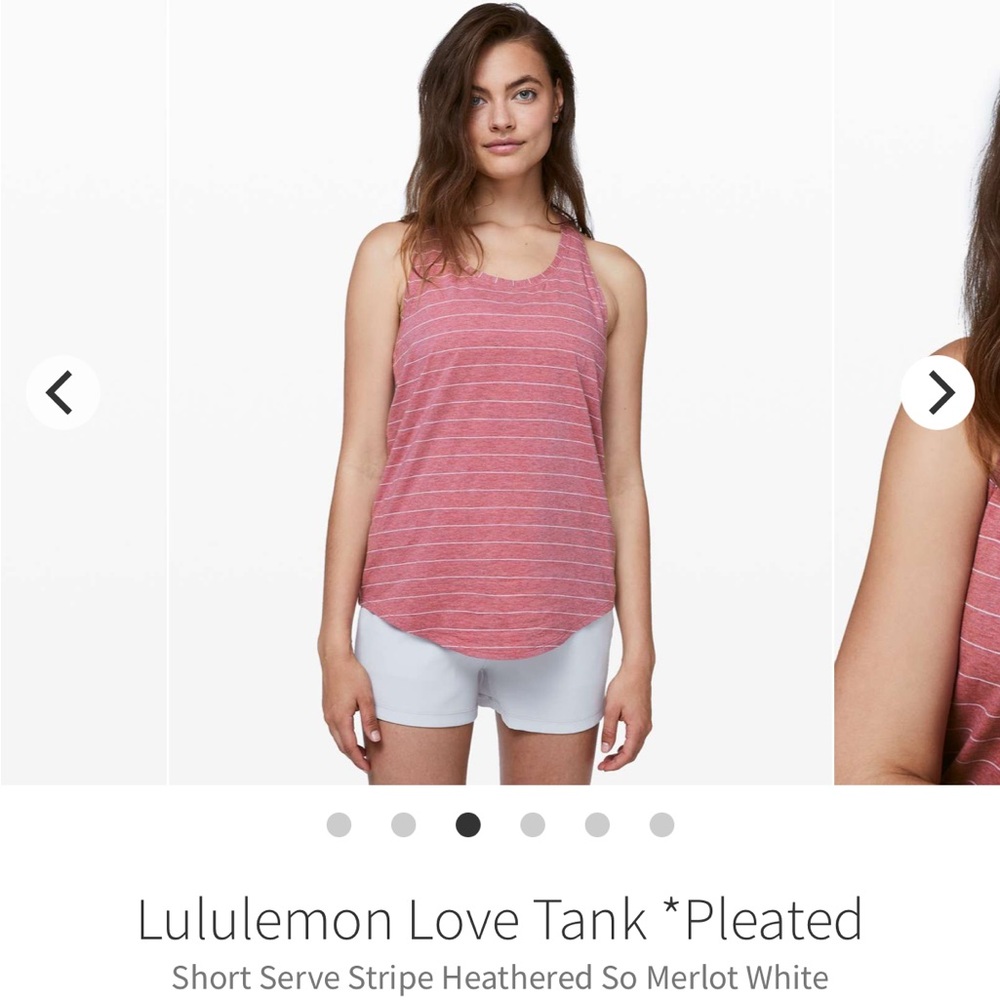 Lululemon Love Tank *Pleated in Short Serve Stripe Heathered So Merlot White - Picture 2 of 14